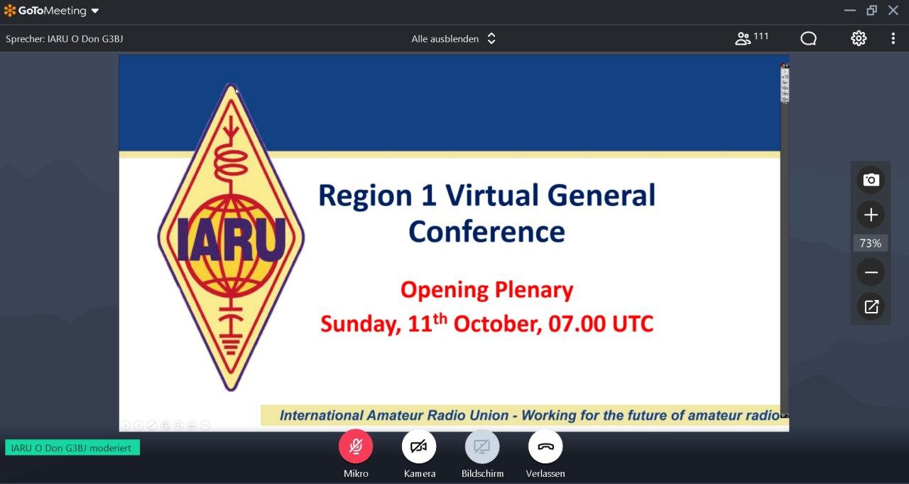 IARU Region 1 – Virtual General Conference 2020 started